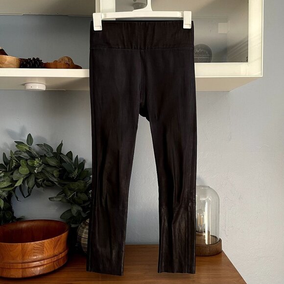 SPRWMN Anthracite Leather Crop Leggings - Picture 6 of 10